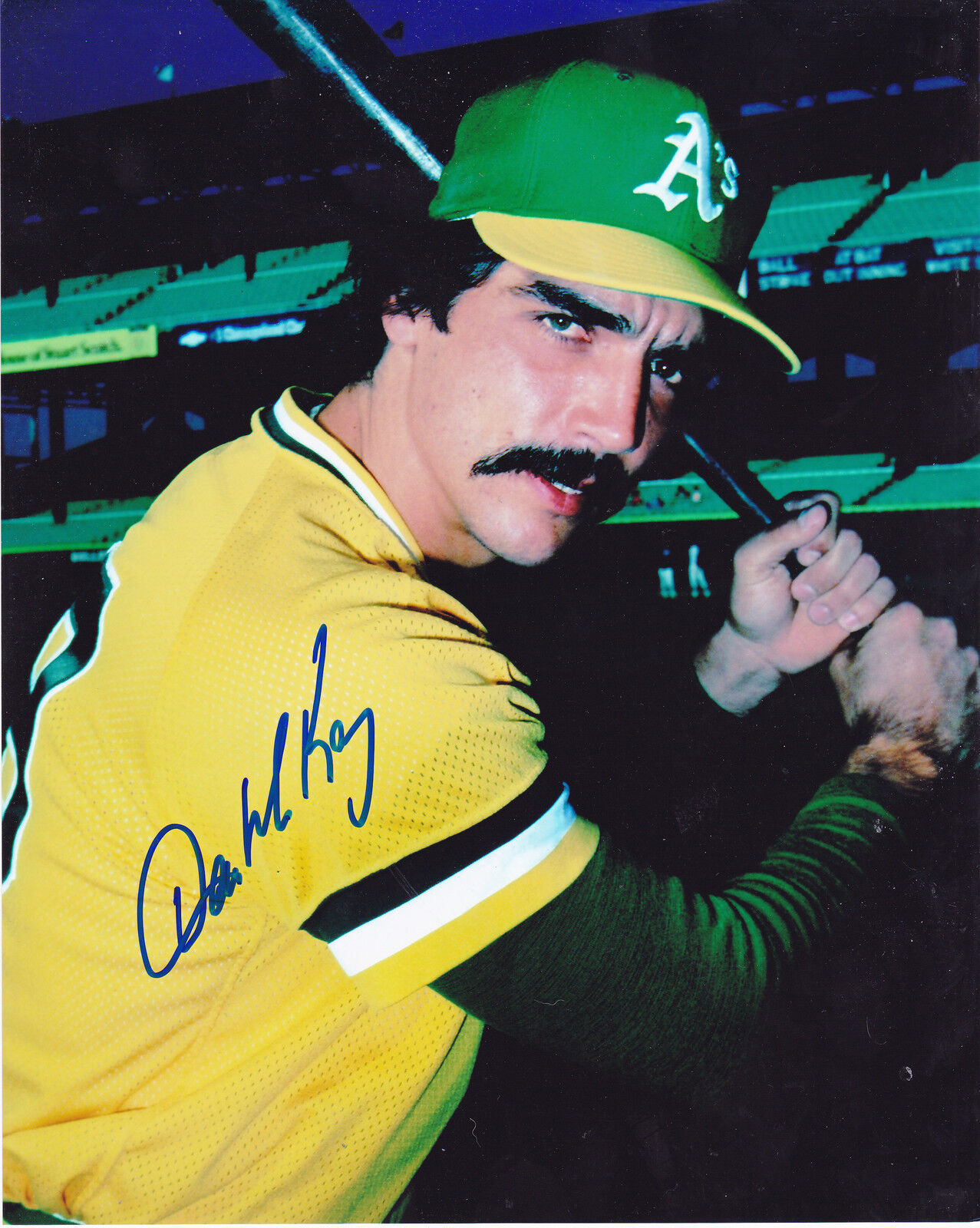 DAVE MCKAY OAKLAND A'S ACTION SIGNED 8x10