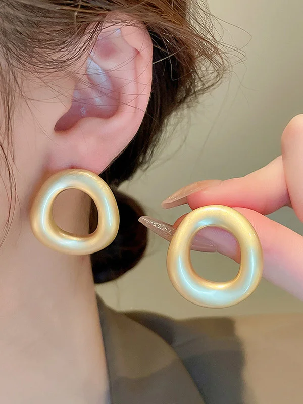 Solid Color Hollow Geometric Normcore Earrings Accessories
