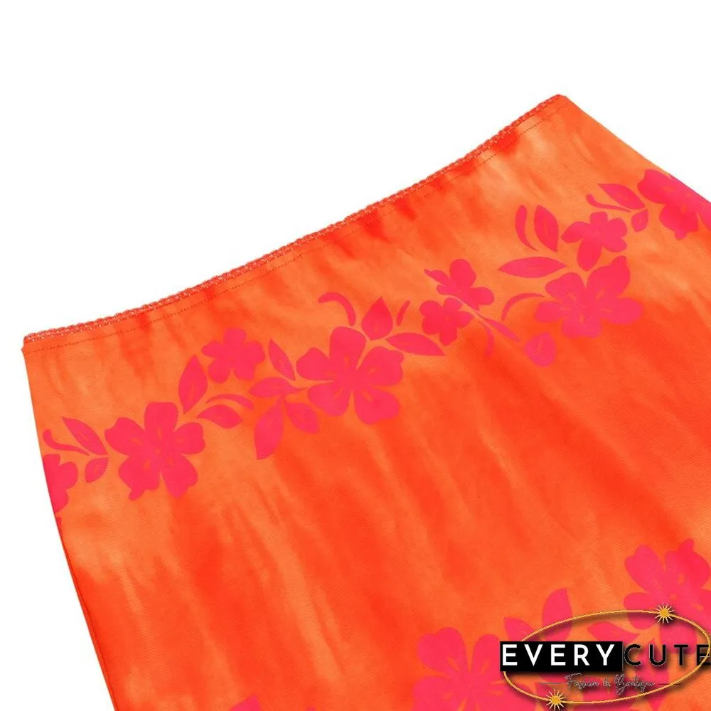 Fashion Summer Women Boho Beach Casual Style Skirts Female High Waist Floral Printing