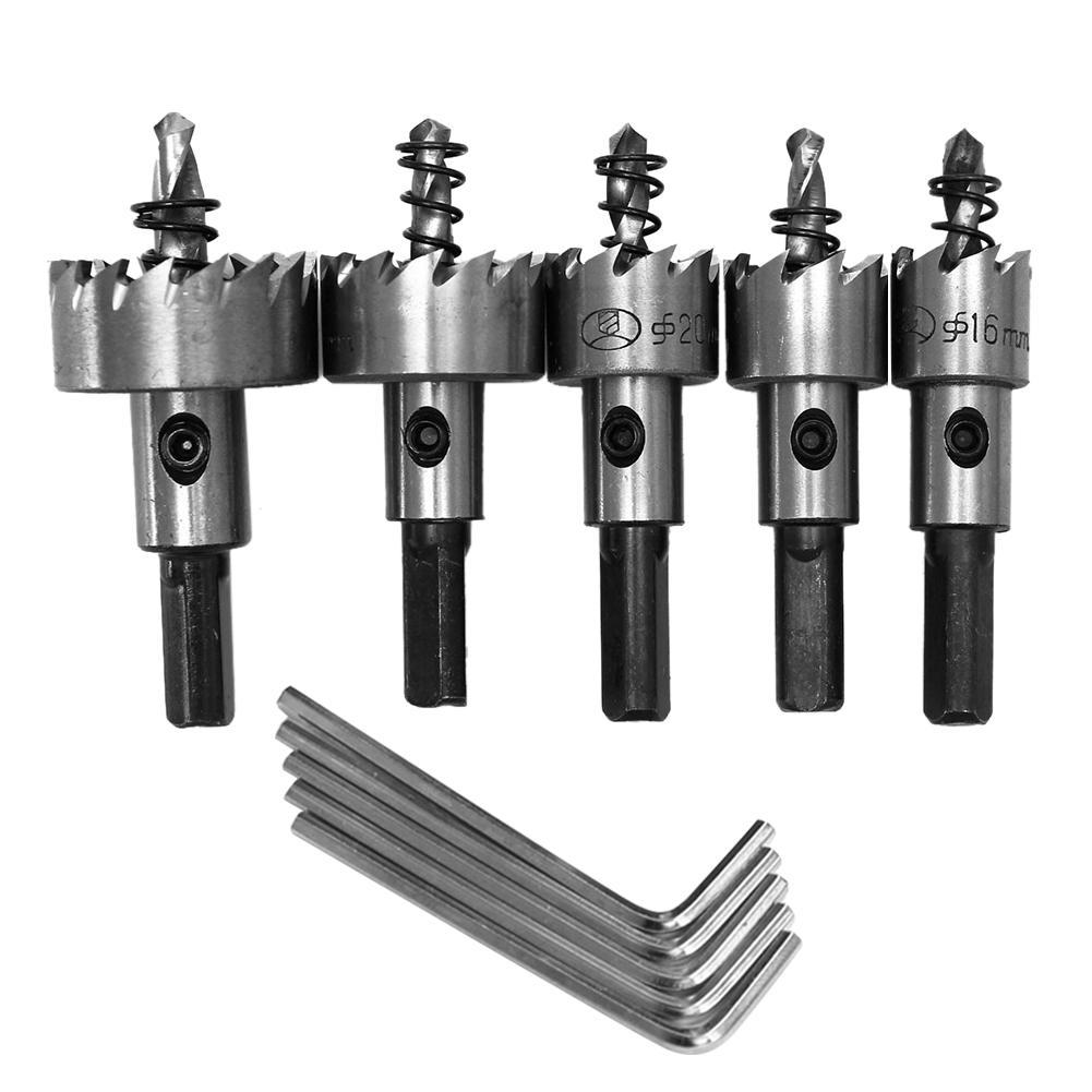 

5pcs 16mm 18.5mm 20mm 25mm 30mm HSS Stainless Steel Drill Bit Hole Saw Set, 501 Original