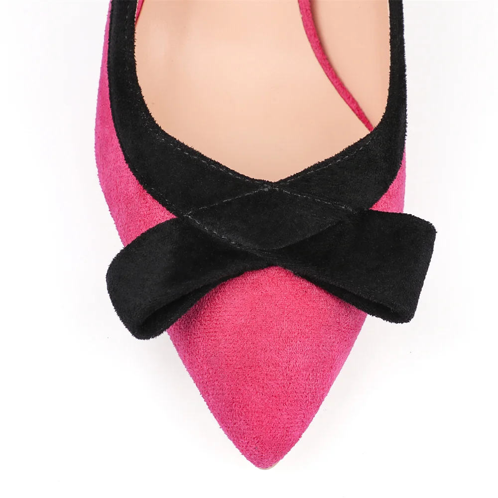 90mm Women's High Heels Sexy Bow Tie Middle Heeled Red Bottom Shoes-MERUMOTE