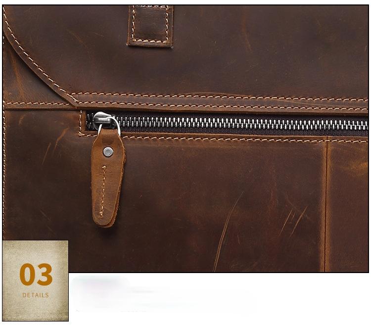 Vintage Crazy Horse Lenther Men's 14" Laptop Briefcase Bags
