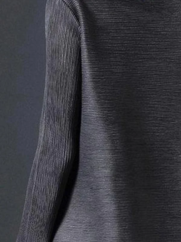 Gray Beaded Plain 3/4 Sleeve Crew Neck Tunic