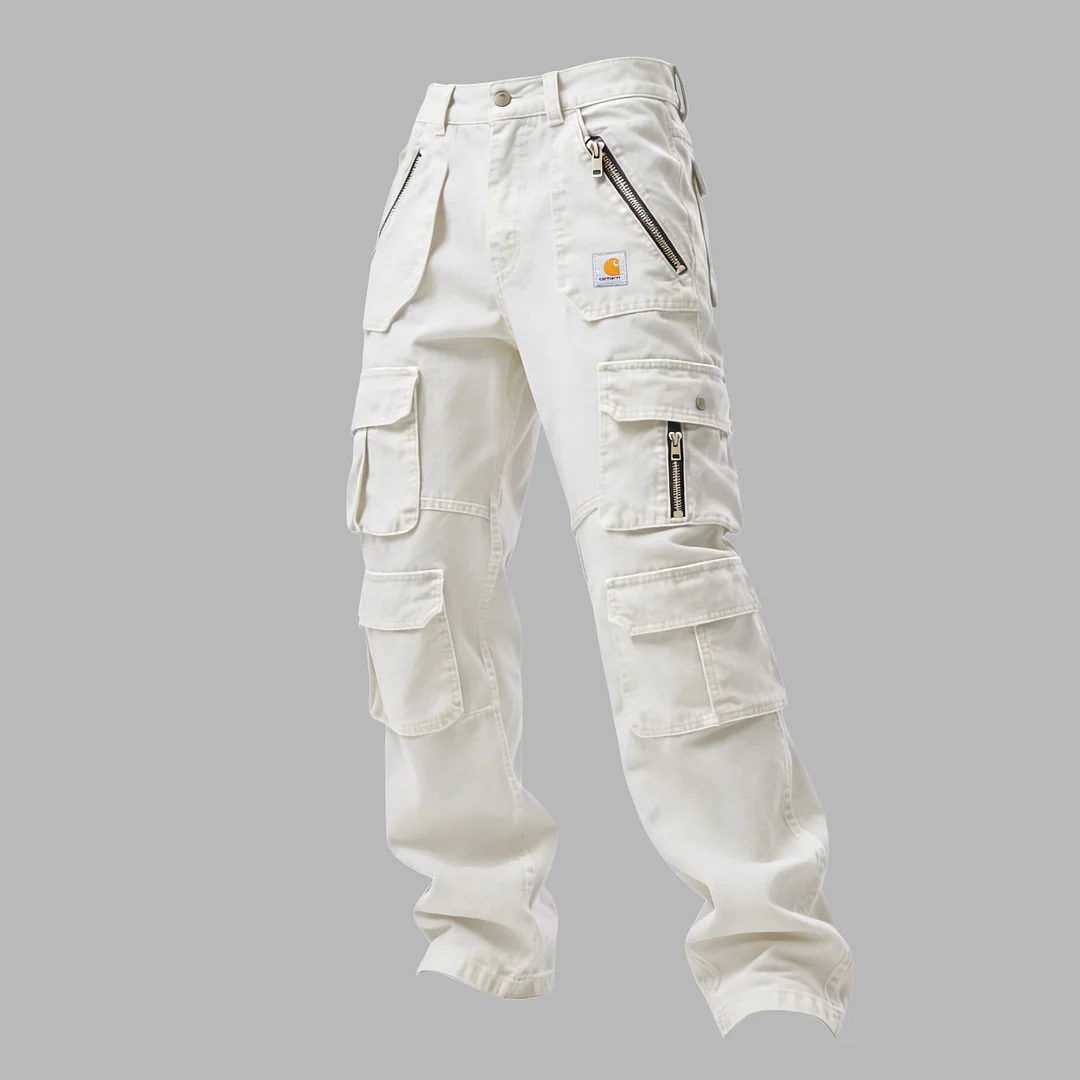 Street Style Multi-functional Multi-pocket Multi-zipper Retro Washed Cargo Trousers