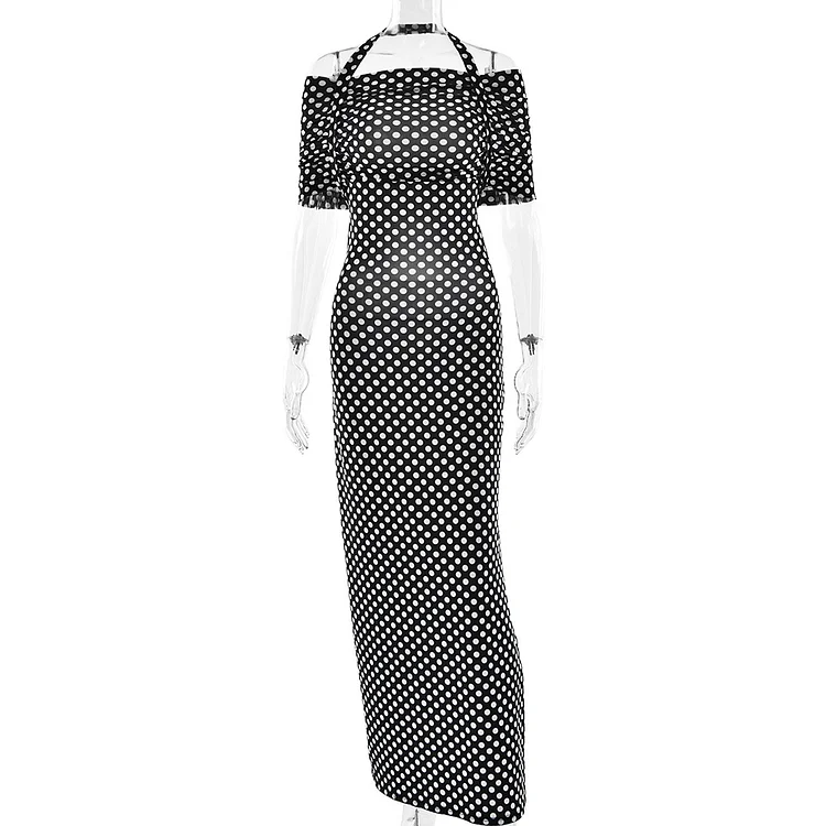 Tube Top Halter Dot Sexy Slim Fit Waist Dress