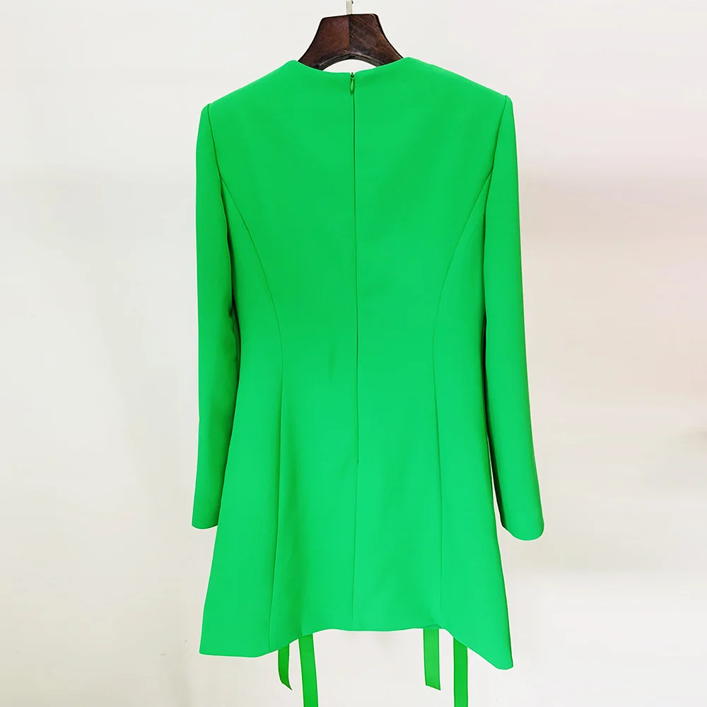 Nigikala Nigikala Early Spring New Star Fashion Ribbon Rope Casual Round Neck Long Sleeve Dress