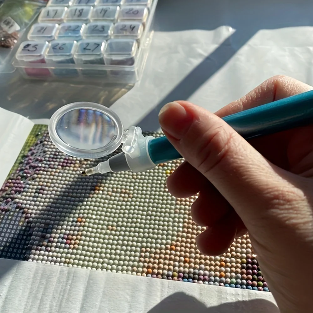 Clip on Diamond Art Pen Drill Magnifier Hand Free Diamond Painting Pen Magnifier