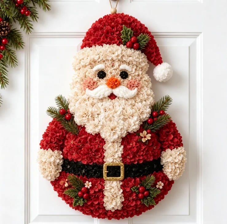Santa Claus fabric flower door hanging design