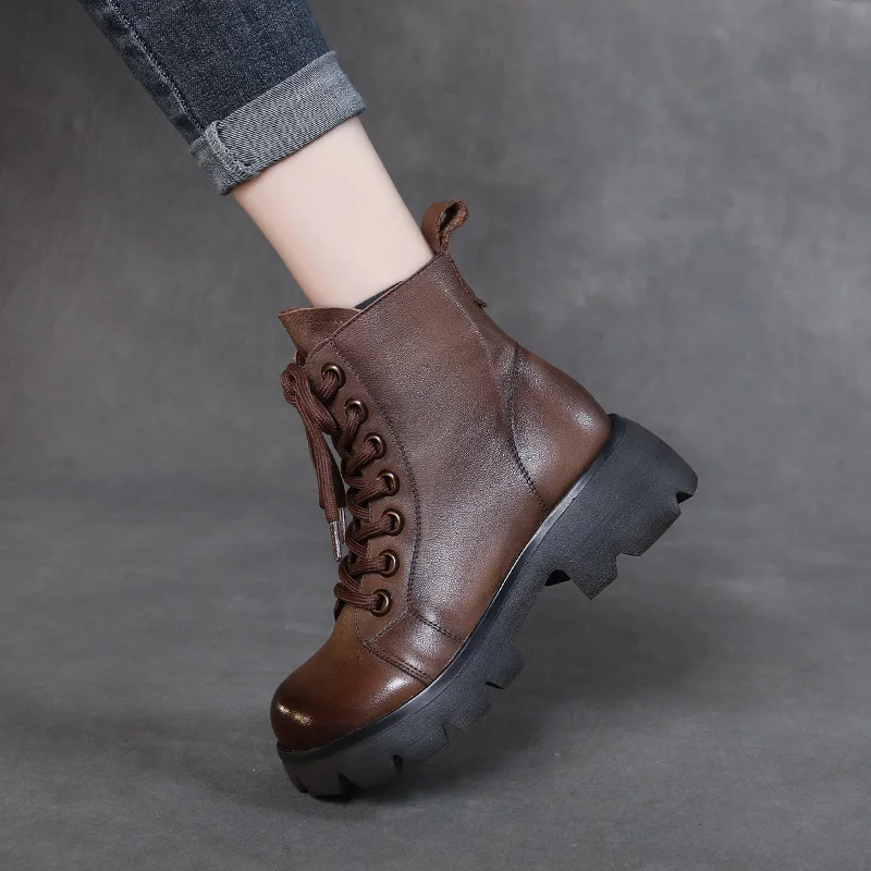 Yyvonne Time 99] Water Washing Layer Of Kraft Rubber Foam Bottom List Plus Velvet With Handmade Martin Boots Woman