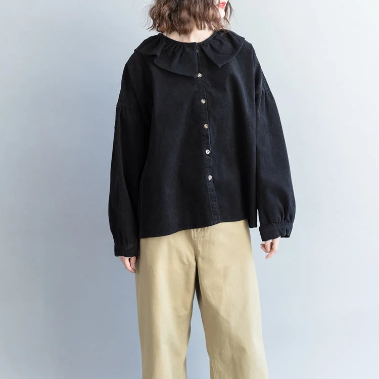 Unique cotton clothes For Women 2019 Ruffled Ideas black short blouses spring