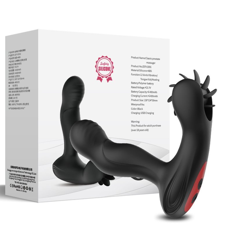 Remote Control Double Vibration Tongue Licking Clitoris Stimulator Anal Plug 