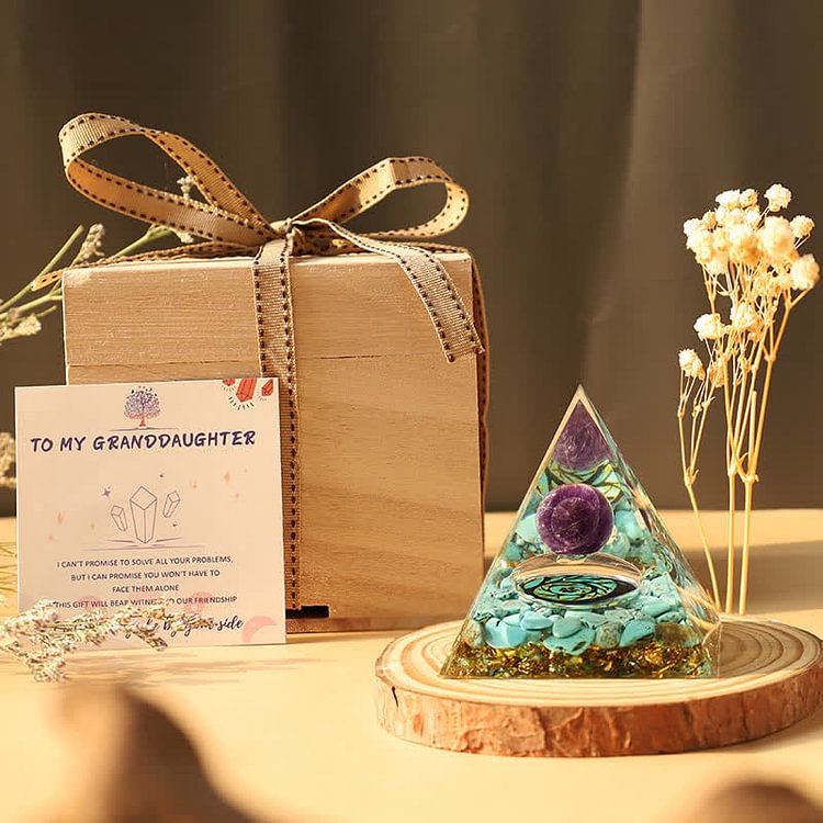 Olivenorma GRANDDAUGHTER - See Yourself Through My Eyes - Turquoise Orgone Pyramid