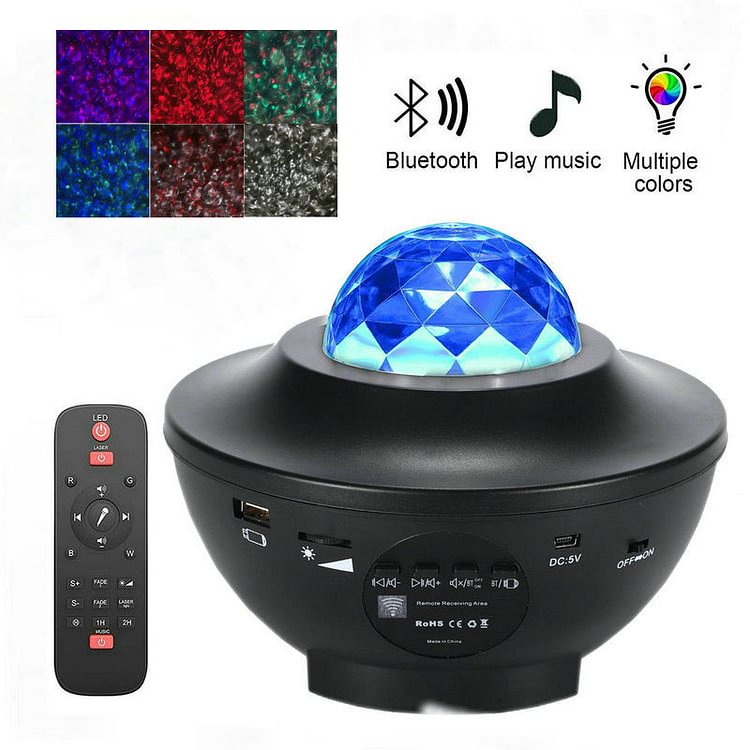 ToyTime LED Star Ocean Wave Projector Night Light Galaxy Starry Sky Projector Night Lamp With Music Bluetooth Speaker For Childrens Toy