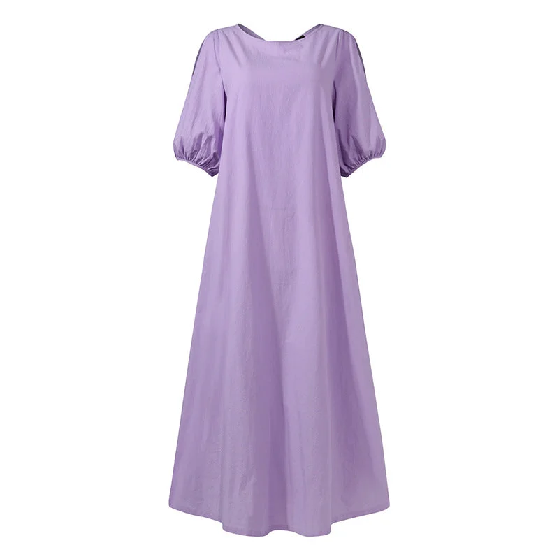 Uveng Elegant Half Sleeve Casual Shoulder Solid Color Skirts