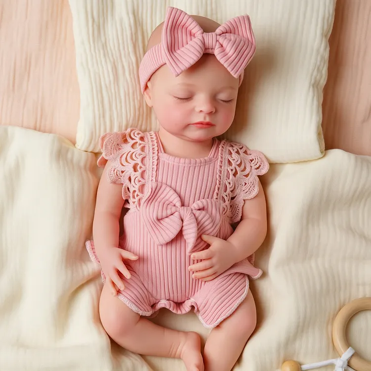 Babeside Larry 12"/16" Silicone Reborn Baby Girl Doll &ndash; Pink Lace Sleeping Doll GiftOutfit
