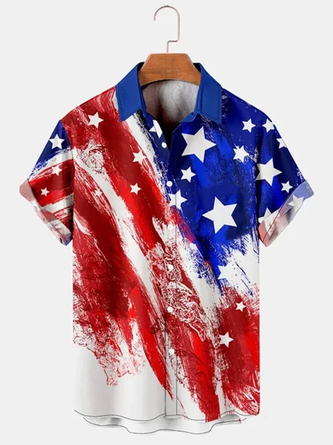 Men's American Flag Patriotic Hawaiian Shirts