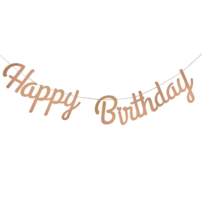 Happy Birthday Bunting Banner Gold Sliver Letters Happy Birthday Garlands String Baby Shower Boy Girl Birthday Party Decoration