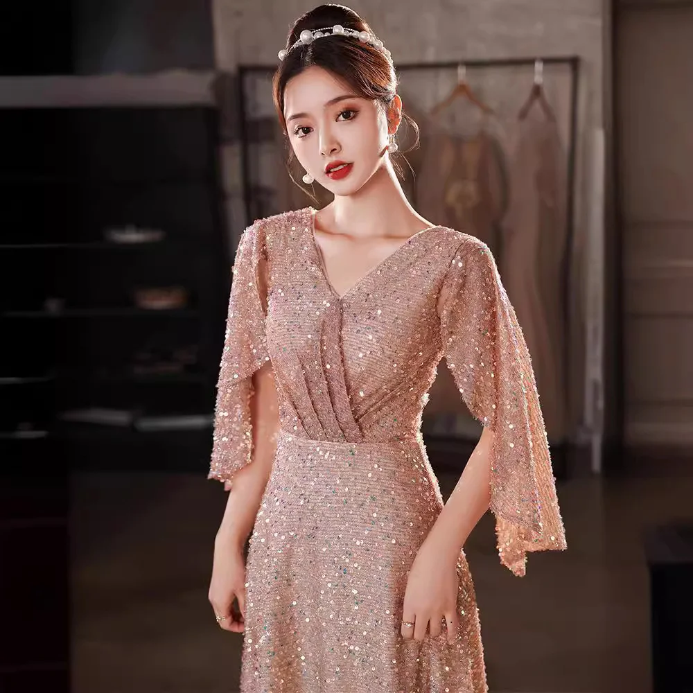 Nigikala Evening Dress Dress 2025 New Banquet Temperament Long-Term Luxury Minit Dinner Hosts Walk Show Evening Dress