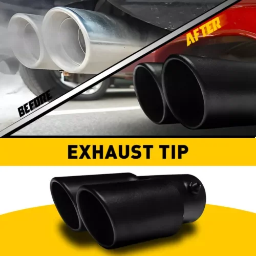 Dronehint Car Black Rear Dual Exhaust Pipe Tail Muffler Tip Throat Tail Pipe Auto Parts (For: Acura) Parts