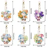 6Pcs PVC Double Sided Special Shaped Flower Goblin Diamond Painting Art Keychain (A)