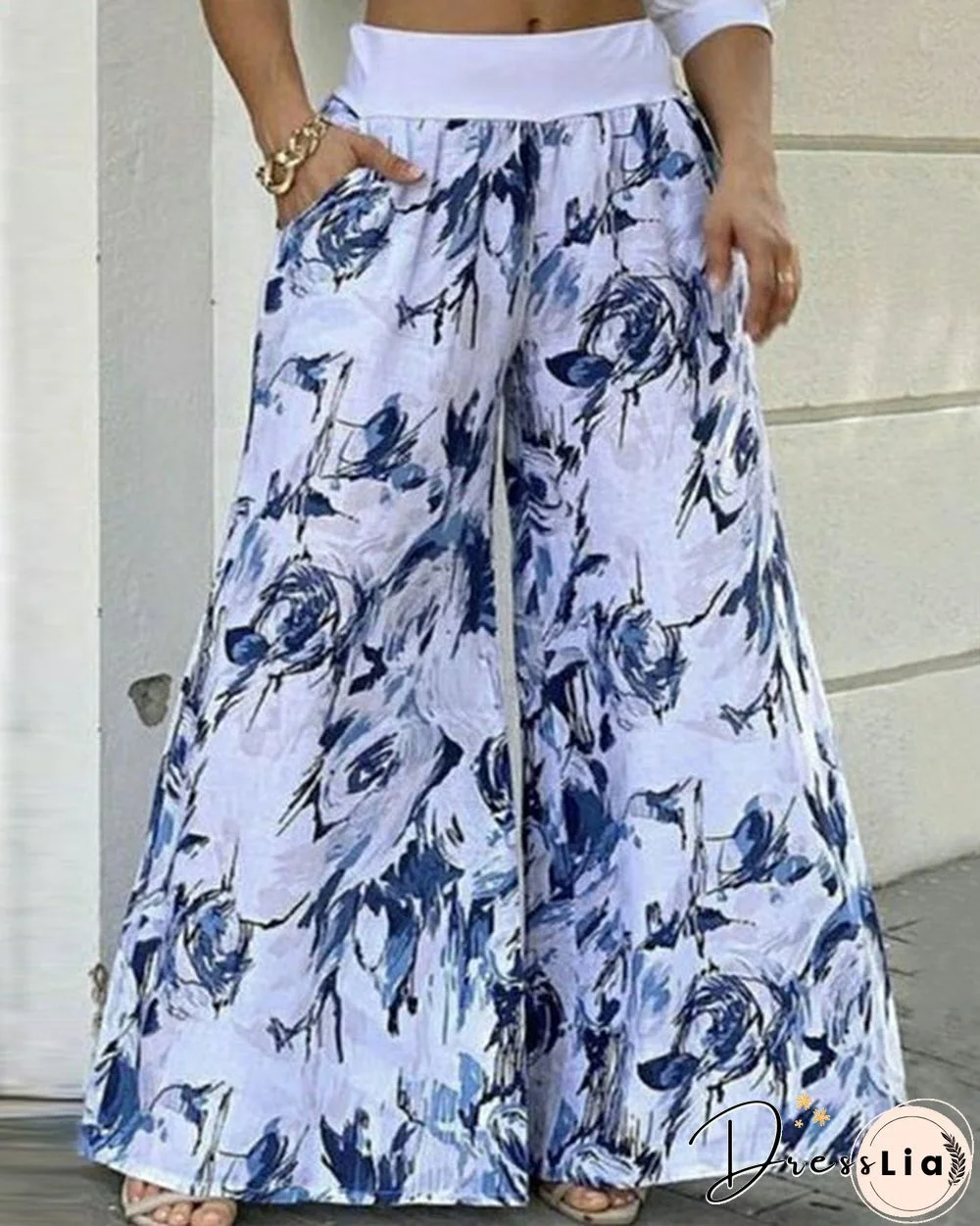 Loose Printed Casual Wide Leg Pants