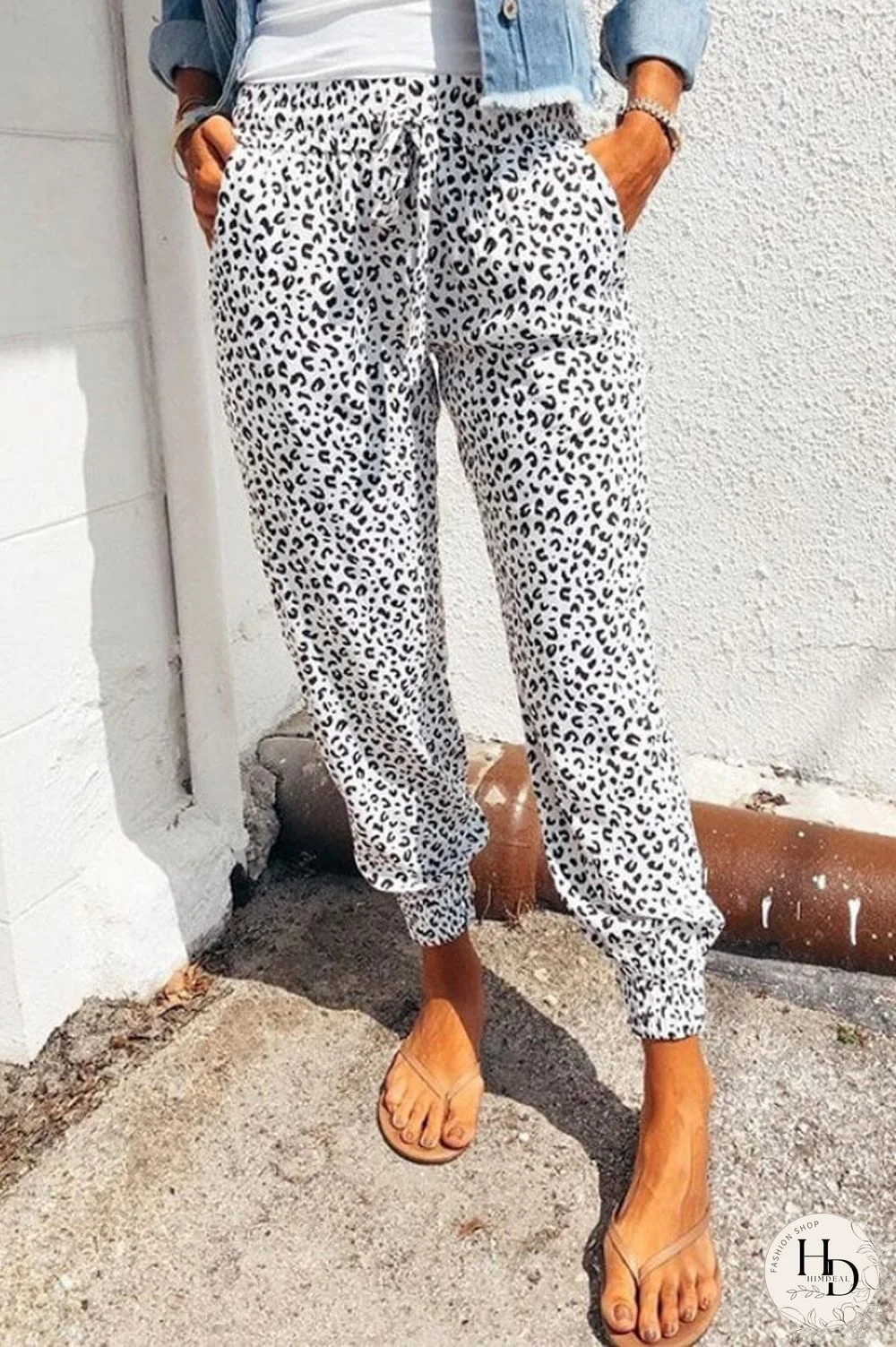 Casual Regular Print Loose Trousers