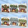 (US Only)6PCS DIY Diamond Art Greeting Cards Christmas Fireplace Congratulations Cards