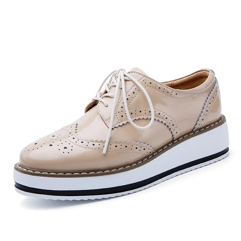 Women's Walking Shoes Anti-odor Wedge Oxford Shoes Leather Casual Spring Autumn