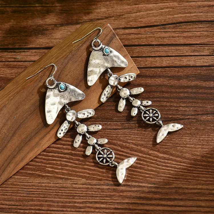 Vintage Marine Creature Fish Bone Earrings
