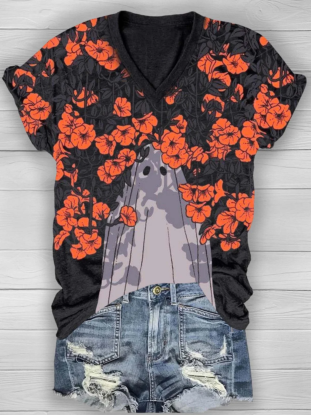 Halloween Flower Ghost T-shirt