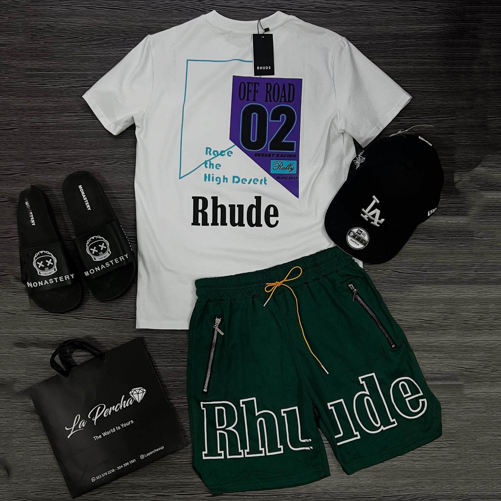 Rhude Offroad 02 Logo T-Shirt And Shorts Co-Ord