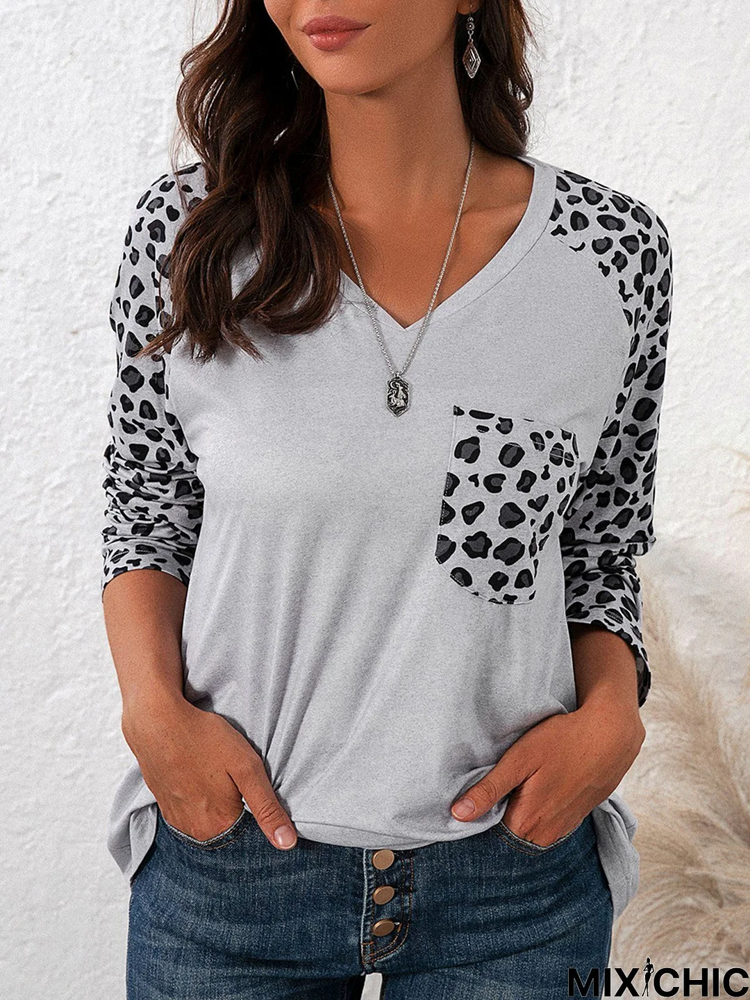 Leopard Vintage Cotton-Blend Long Sleeve T-shirt