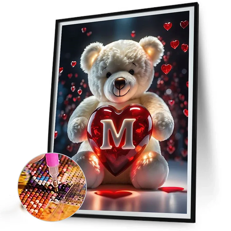 Diamond Painting - Full Square - Heart Bear Letter M (35*45cm