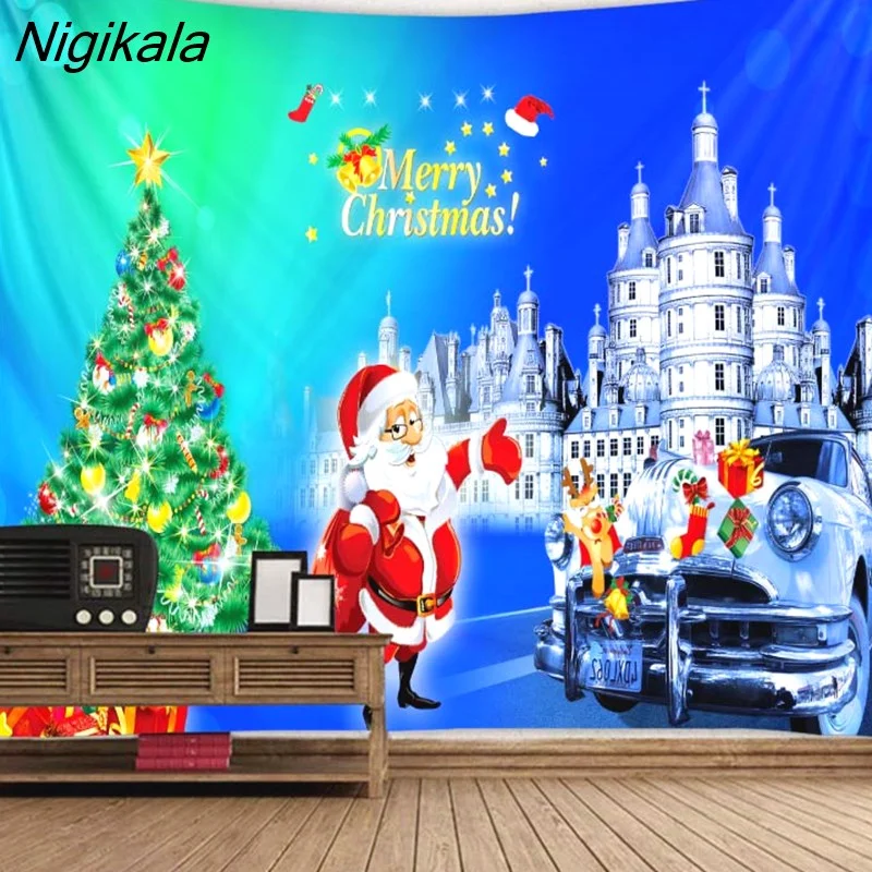 Nigikala Day Decorative Print Tapestry Bedroom Living Room Wall Hanging Tapestry Home Decor Xmas Mat for Christmas New Year