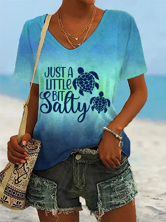 🔥Buy 3 Get 10% Off🔥Women's Hawaiian Just a Little Bit Salty Print  Casual T-Shirt