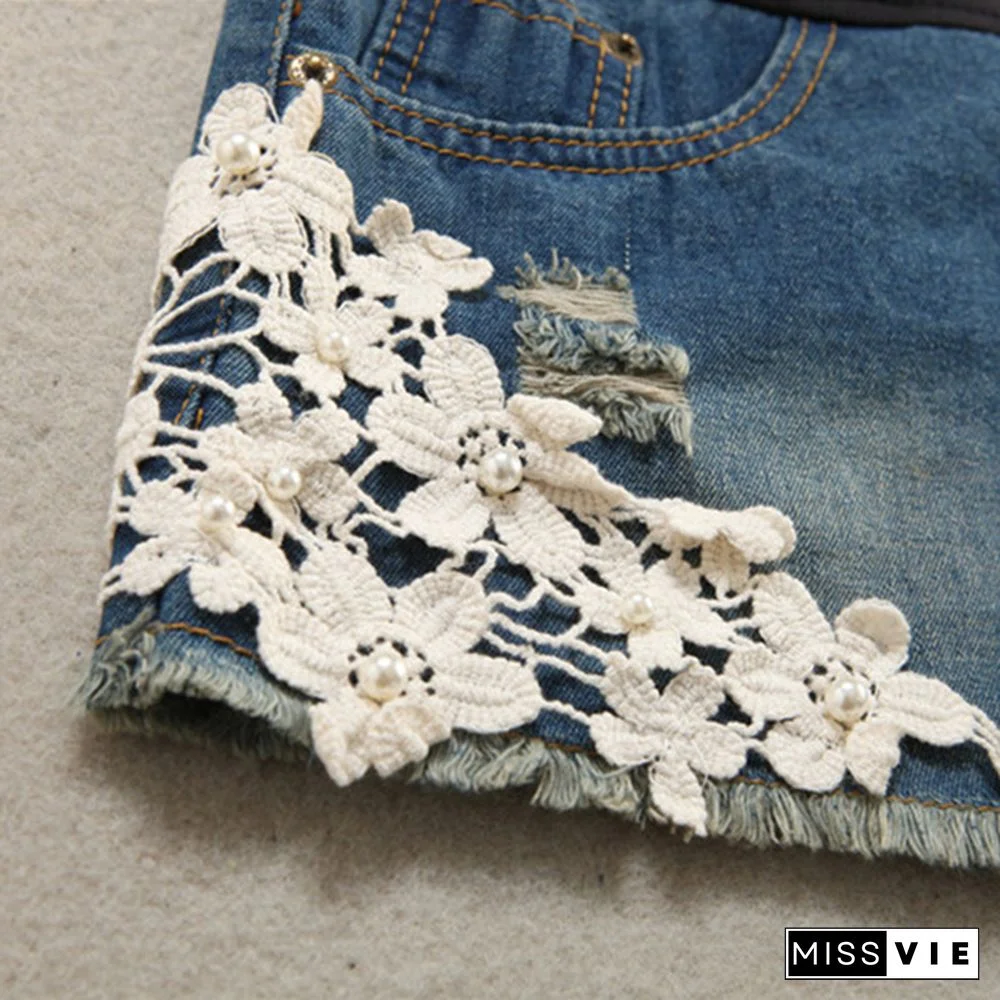Summer Maternity Ripped Denim Shorts for Pregnant Women Pregnancy Low Waist Belly Loose Shorts