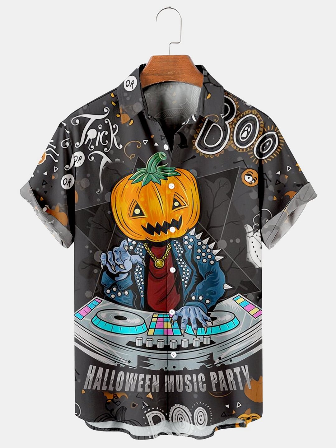 Halloween Casual Loose Men's Plus Size Short-Sleeved Shirt