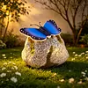 Solar Butterfly Garden Statue Waterproof Imitation Stone Landscape Light for Outdoor Yard Patio Decor for Women Mom Grandma
