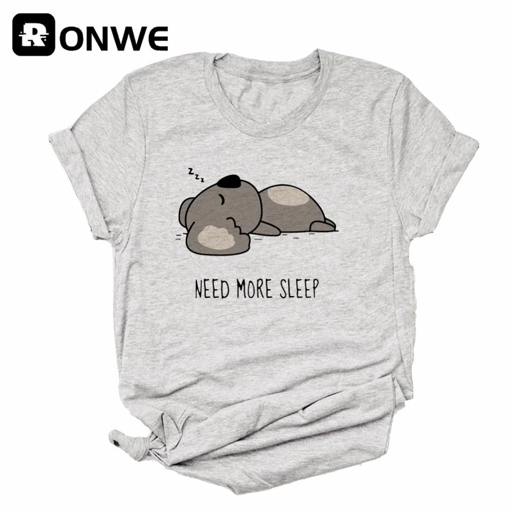 Lazy Sleep Koala Need More Sleep Funny Women T-shirt Girl Vintage Tops Tee Female Harajuku Clothing Streetwear,Drop Ship