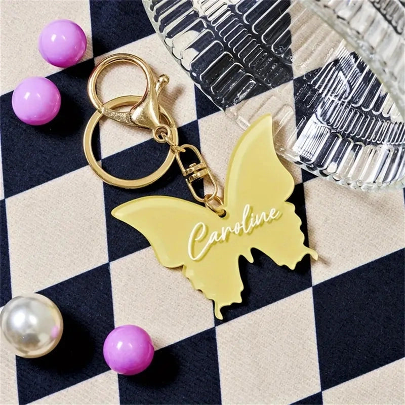 Vacation Minimalist Butterfly Arylic Alloy Animal Printing Butterfly Keychain