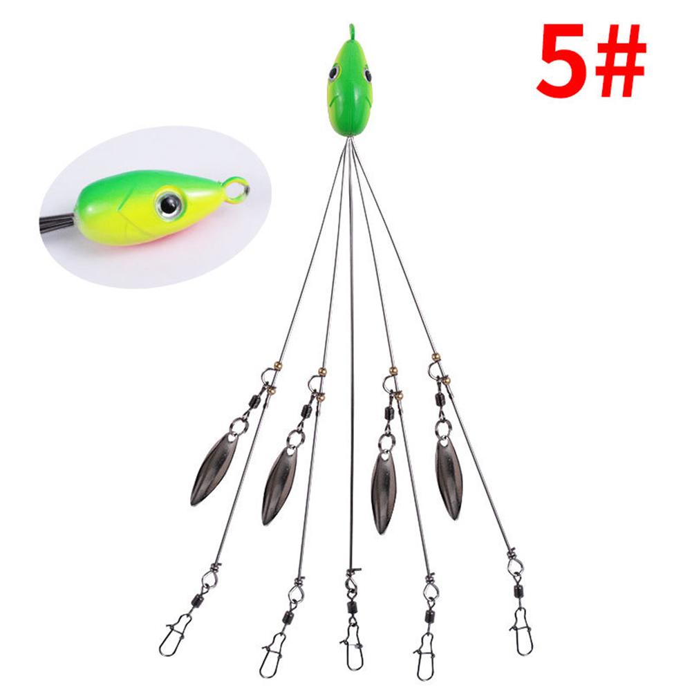 

5-Arm Umbrella Fishing Lure Alabama Rig Head Set w/ Swivel Snap Spinner (5), 501 Original