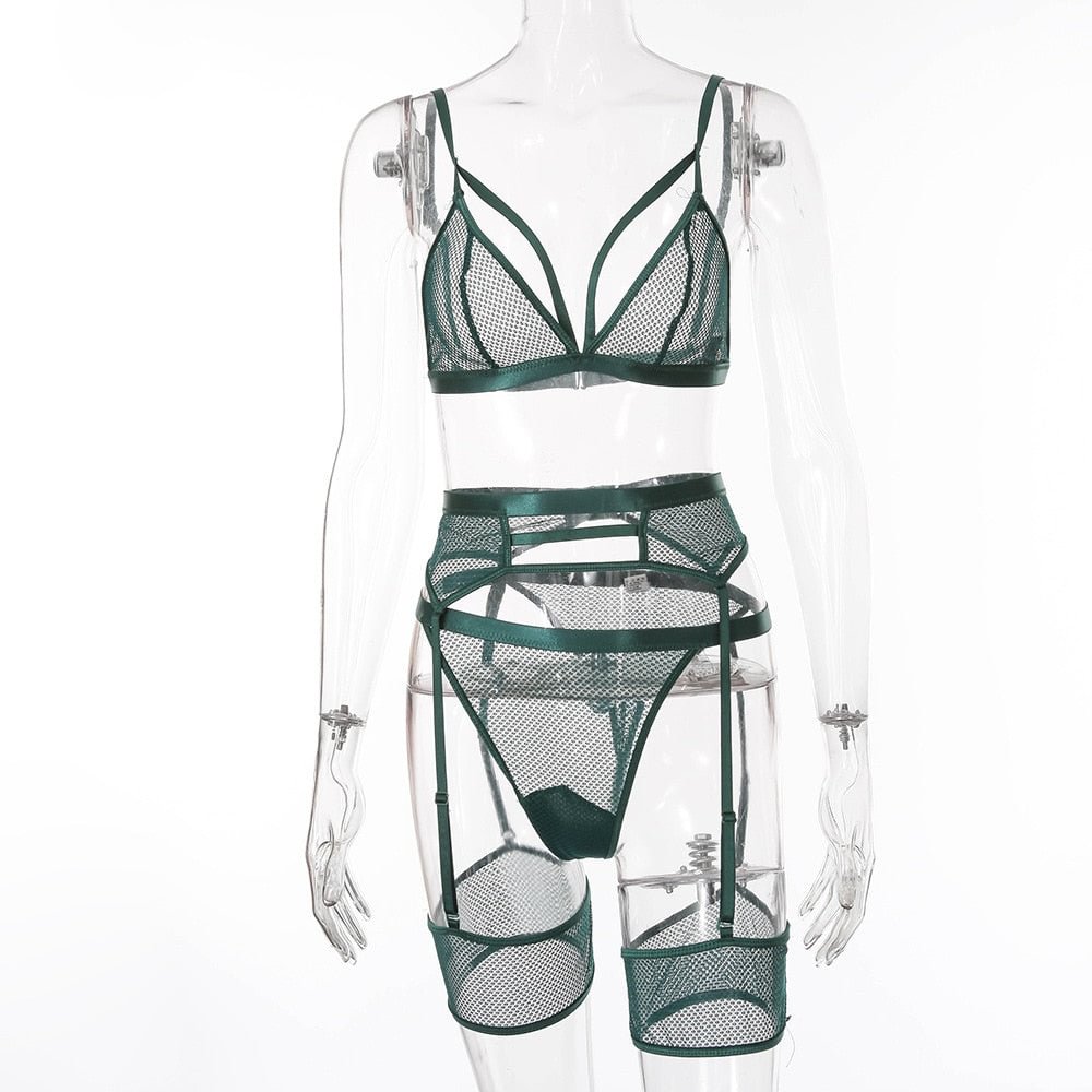 Yimunancy 3-piece Bra Set Women Hallow Out Transparent Bra Set 2020 Ladies Sexy Underwear Lingerie Set