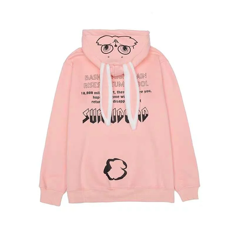 Rabbit Ears Hoodie Long Sleeve Thick Letters Pattern Costume Novameme