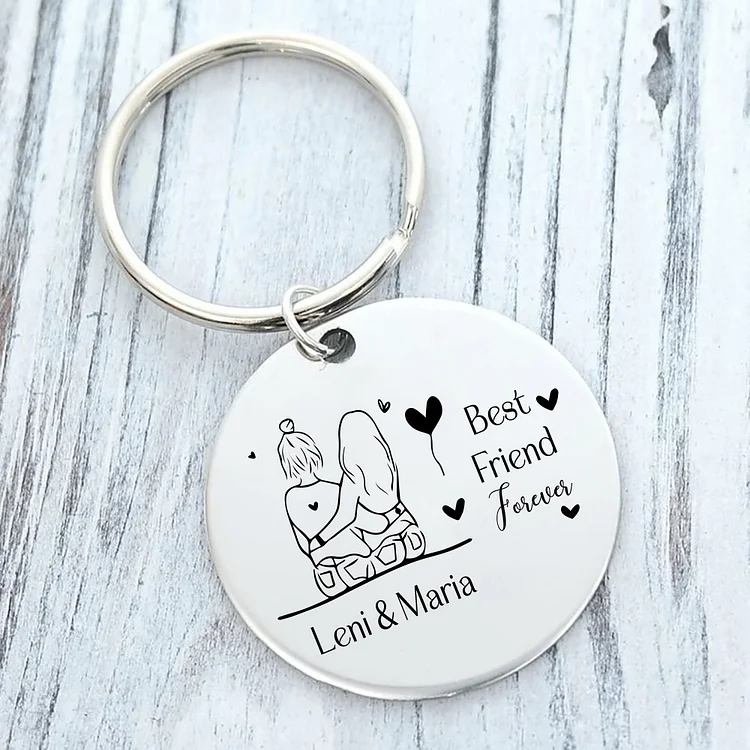 Personalized Round Keychain Custom Text Keyring Best Friend Forever Gift For Friend/Sister/Bestie