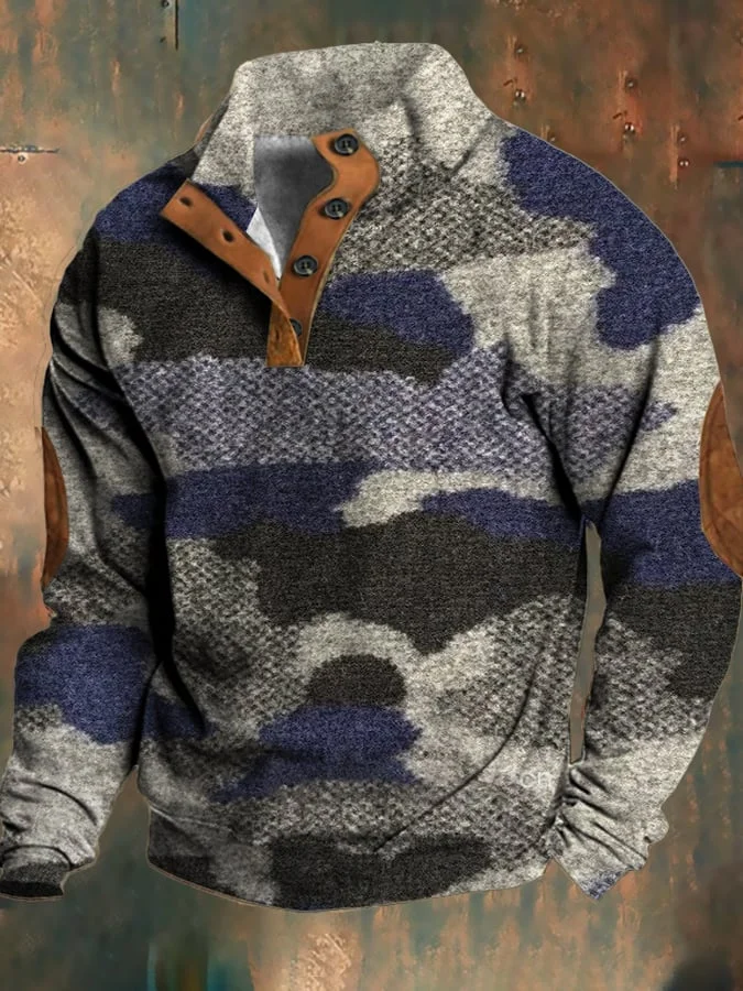 Men's Retro Casual Woolen Printed Sweatshirt
