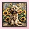 Sunflower Teddy Full 11CT 3 Strands DIY Stamped Cross Stitch Kits 40x40cm Embroidery Needlepoint Starter Kit for Beginners Adults Gift Home Wall Decor