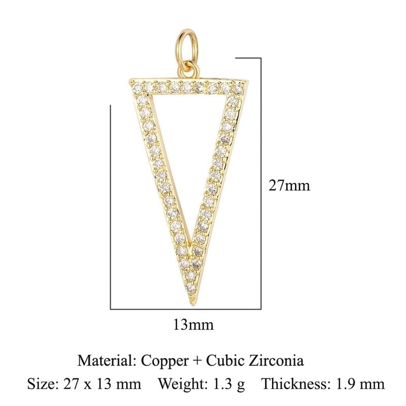 3 Pieces Copper Zircon 18K Gold Plated Pentagram Heart Shape