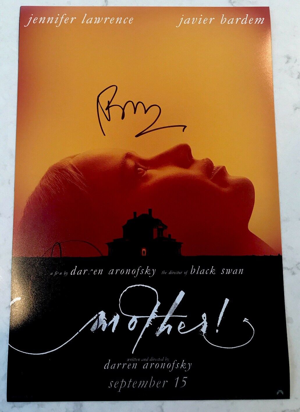 JENNIFER LAWRENCE & JAVIER BARDEM SIGNED MOTHER! 12x18 MOVIE POSTER Photo Poster painting w/COA