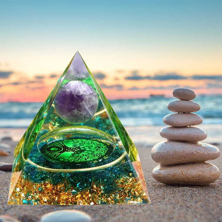 Crystal Pyramid Meditation Healing Home Bedroom Table Decor Figurines (B)
