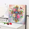 (Pre-Framed)Flower Cross-Special Shape Diamond Painting Kit(29x29cm)